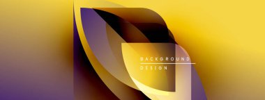 Soyut geometrik tasarım. Sarı, mor renkler katmanlı etki yaratır. Dijital projeler için modern arkaplan.