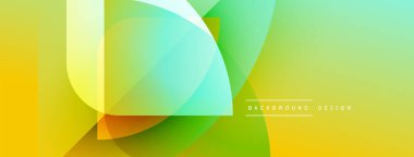 Soyut gradyan şekiller örtüşüyor canlı sarı, yeşil bir bileşim oluşturuyor. Arkaplan ve afişler için modern tasarım ögesi.