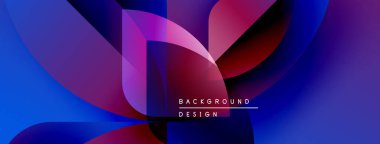 Soyut eğimler dinamik şekiller yaratır. Mor, mavi, kırmızı renkler düzgün bir şekilde harmanlanır. Modern tasarım enerjiyi ve hareketi çağrıştırıyor..