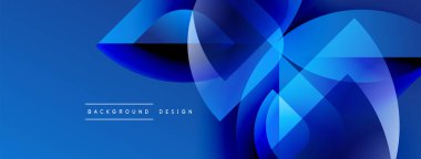 Soyut mavi tasarım. Üst üste binen şekiller dinamik görsel efekt yaratır. Arkaplan ve sunumlar için modern, temiz estetik.