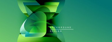 Soyut yeşil tasarım katmanlı şekiller, gradyanlar içerir. Metin elemanları ve dinamik bileşimi olan modern arkaplan.