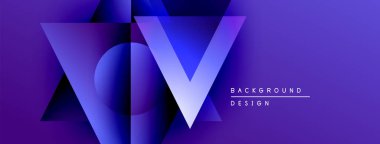 Soyut mor tasarım katmanlı geometrik şekiller, gradyanlar, metin okuma arkaplan tasarımı. Modern, canlı kompozisyon.