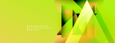 Soyut geometrik tasarım. Sarı, yeşil gradyanlar dinamik katmanlar oluşturur. Sunumlar ve pankartlar için modern arkaplan.