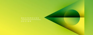 Soyut geometrik bileşim. Sarı, yeşil gradyanlar dinamik görsel efekt yaratır. Metin elemanları mevcut olan minimalist tasarım.