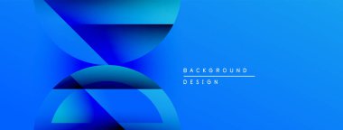 Soyut mavi tasarım üst üste binen şekiller, gradyanlar. Sancaklar, arka planlar, sunumlar için modern estetik. Basit, temiz kompozisyon.