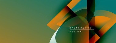 Soyut tasarım özellikleri üst üste binen şekiller, gradyanlar. Renkler arasında turuncu, yeşil ve kahverengi var. Metin arka plan tasarımı okur. Modern estetik.