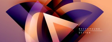 Soyut geometrik şekiller örtüşür, dinamik görsel efekt yaratır. Sıcak renkler baskın, bu da enerji ve hareket demektir. Modern tasarım ögesi.