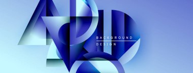 Soyut mavi tasarım katmanlı şekiller, gradyanlar, metin elementleri. Modern estetik, dijital projeler için uygun arkaplan.