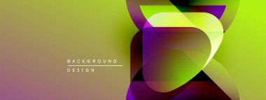 Soyut renkli tasarım. Üst üste binen şekiller dinamik görsel efekt yaratır. Gradyan renkler düzgün bir şekilde harmanlanarak modern arkaplan oluşturur.