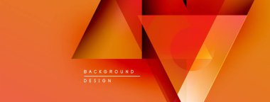 Soyut geometrik tasarım. Turuncu, kırmızı gradyanlar dinamik katmanlar oluşturur. Sunumlar ve markalaşma için modern arkaplan.