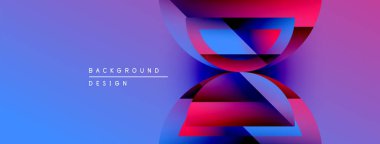 Soyut geometrik tasarım. Canlı mavi, mor, pembe gradyanlar dinamik görsel efekt yaratır. Dijital projeler için modern arkaplan.