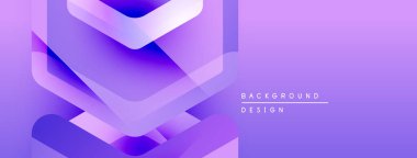 Soyut mor dizayn, üst üste binen şekiller, gradyanlar. Modern estetik dijital arka planlar ve sunumlar için uygundur. Mevcut en küçük metin.