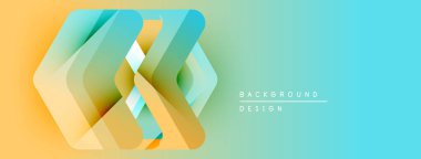 Soyut geometrik şekiller örtüşür ve dinamik bir değişim etkisi yaratır. Sıcak sarılar havalı mavilere karışıyor. Modern tasarım ögesi.