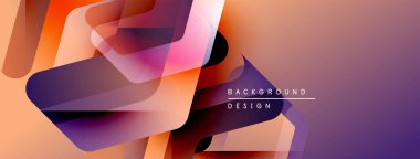 Soyut geometrik şekiller örtüşüyor, canlı renk eğimleri yaratıyor. Sıcak tonlu modern tasarım kompozisyona hakim..