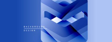 Soyut mavi tasarım katmanlı şekiller, gradyanlar içerir. Metin arka plan tasarımı okur. Modern, minimalist estetik.