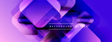 Soyut mor arkaplan. Üst üste binen kareler dinamik görsel efekt yaratır. Dijital projeler için modern tasarım.