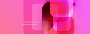 Soyut pembe arka plan. Üst üste binen kareler dinamik görsel efekt yaratır. Modern tasarım elementleri yenilik ve teknoloji öneriyor.