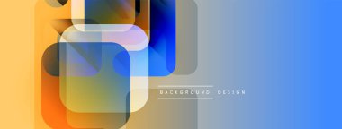 Soyut geometrik şekiller çakışıyor. Renkler turuncu, mavi, gri. Modern tasarım dijital sanat ve arkaplan ögesi öneriyor.