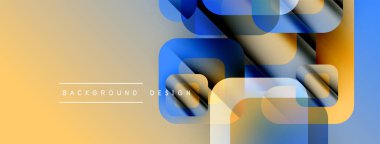 Soyut geometrik şekiller örtüşür, dinamik görsel efekt yaratır. Sıcak bej renkler ve havalı maviler modern tasarım sunuyor..