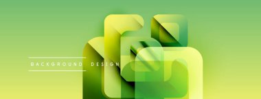 Soyut yeşil arkaplan. Üst üste binen kareler katmanlı görsel efekt yaratır. Metin arka plan tasarımı okur. Modern, minimalist stil.