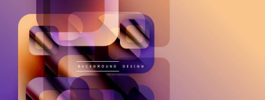 Soyut geometrik şekiller örtüşüyor, canlı renk eğimleri yaratıyor. Tasarım yuvarlak dikdörtgenler, pürüzsüz geçişler, modern estetik.