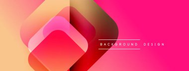 Soyut geometrik şekiller çakışıyor. Renkler sarıdan pembeye karışır. Arkaplan, pankart ve sunumlar için modern tasarım ögesi.