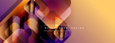 Soyut geometrik şekiller örtüşür, canlı gradyanlar yaratır. Sıcak tonlar tasarıma hakim, modern estetiğe işaret ediyor. Mevcut en küçük metin.