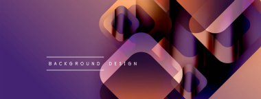 Soyut geometrik şekiller örtüşüyor, canlı mor, turuncu renkler yaratıyor. Metin, formların altındaki arkaplan dizaynını okur. Modern, dinamik görsel.