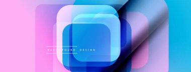 Soyut geometrik şekiller çakışıyor. Pembe, mavi renkler modern tasarım yaratır. Yumuşak eğim, katmanlı etki, canlı renkler sunar.