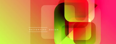 Soyut geometrik şekiller örtüşür, canlı bir değişim etkisi yaratır. Sarı, turuncu, kırmızı renkler tasarımda baskın. Modern, dinamik kompozisyon.