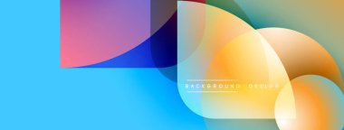 Soyut renkli tasarım. Üst üste binen şekiller dinamik görsel efekt yaratır. Gradyan renkler pürüzsüz ve modern estetikle harmanlanır.