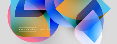 Soyut şekiller örtüşüyor, canlı renk değişimleri yaratıyor. Modern tasarım elementleri dinamik hareketi, pürüzsüz geçişleri öneriyor. Işık arkaplanı görsel etkiyi arttırır.