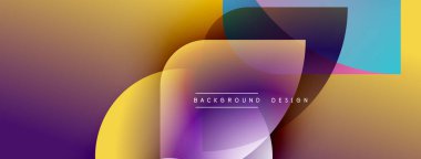 Soyut gradyanlar harmanlanarak, dinamik görsel akış yaratır. Üst üste binen şekiller derinliği gösteriyor, modern estetiği. Metin arkaplan tasarımı okur.