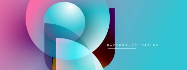 Soyut renkli şekiller çakışıyor. Gradyan renkler harmanlanarak, dinamik görsel efekt yaratır. Modern tasarım öğeleri yenilik ve yaratıcılığı önerir.