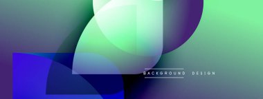 Soyut gradyanlar çakışıyor, dinamik görsel etki yaratıyor. Mavi, yeşil renkler kompozisyona hakim. Minimalist tasarım modern estetiği öneriyor.