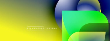 Soyut eğim arkaplanı. Sarı geçişler yeşil, mavi şekiller örtüşüyor ve dinamik görsel efektler yaratıyor. Modern tasarım ögesi.