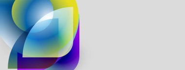 Soyut şekiller örtüşüyor, canlı renk değişimleri yaratıyor. Pürüzsüz geçişler akıcılık ve modern tasarım estetiğini akla getiriyor..