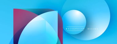 Soyut mavi arkaplan özellikleri üst üste binen şekiller, gradyanlar, düz eğriler. Modern tasarım elementleri dinamik görsel efekt yaratır.