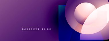 Soyut mor eğimli arkaplan. Üst üste binen daireler modern tasarım ögesi oluşturuyor. Metin arka plan tasarımı okur. Basit, temiz estetik..
