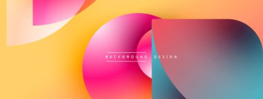 Soyut renkli şekiller örtüşüyor, canlı gradyanlar yaratıyor. Modern tasarım elementleri dinamik görsel deneyim önerir.