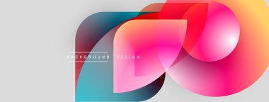 Soyut renkli şekiller örtüşüyor ve canlı bir görsel etki yaratıyor. Modern tasarım elementleri yaratıcılık, enerji ve yenilik öneriyor.