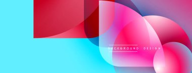 Soyut sıvı şekilleri örtüşür ve canlı renk değişimleri yaratır. Mavi, pembe, kırmızı renkler tasarımda baskın. Modern estetik.