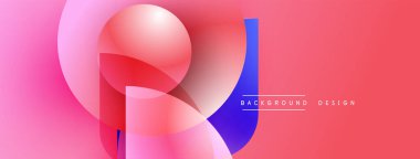 Soyut pembe arkaplan özellikleri üst üste binen daireler, gradyanlar. Mavi aksanlar kontrastı sağlar, modern estetik. Metin arkaplan tasarımı okur.