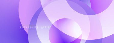 Soyut mor arkaplan. Üst üste binen daireler dinamik akış şekilleri, pürüzsüz gradyanlar ve modern tasarım elementleri yaratır..