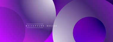 Soyut mor tasarım, üst üste binen daireler, gradyanlar. Modern estetik, arka planlar ve sunumlar için uygun. Mevcut en küçük metin.