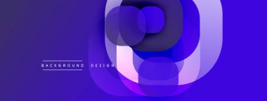 Soyut mor tasarım, üst üste binen daireler oluşturarak dinamik görsel efekt yaratır. Gradyan arka plan derinlik ekler, modern estetik.