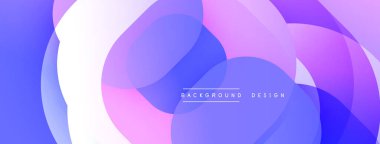 Soyut arkaplan özellikleri üst üste binen daireler, gradyanlar. Renkler arasında mor, pembe, mavi, beyaz. Modern tasarım ögesi.