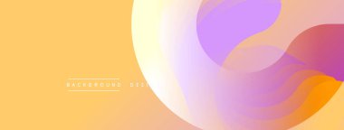 Soyut arkaplan yumuşak renk eğimlerine sahiptir. Turuncu, mor, beyaz karışım akışkan şekiller yaratıyor. Minimalist tasarım, modern estetik.