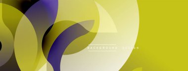Soyut sarı, mor şekiller örtüşüyor. Modern tasarım gradyan ve şeffaflığa sahiptir. Arka plan dinamik bileşim ve görsel ilgi gösteriyor..