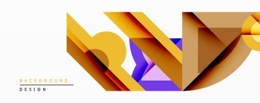 Soyut geometrik bileşim. Üst üste binen şekiller dinamik görsel efekt yaratır. Sıcak renkler baskın, mor aksanlı. Arka planlar için modern tasarım ögesi.